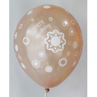 Copper Metallic Happy Birthday All Around Printed Balloons